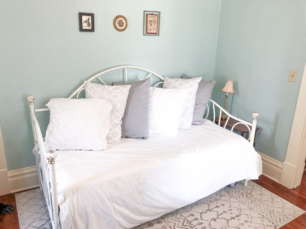 White bed in guest room