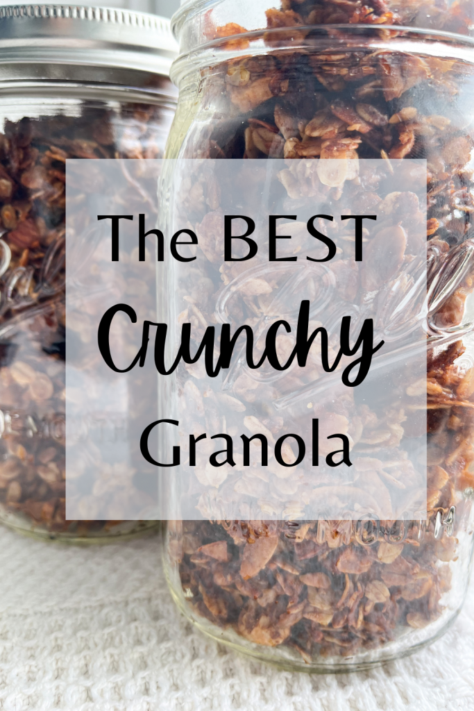 close up of crunchy granola in big jars